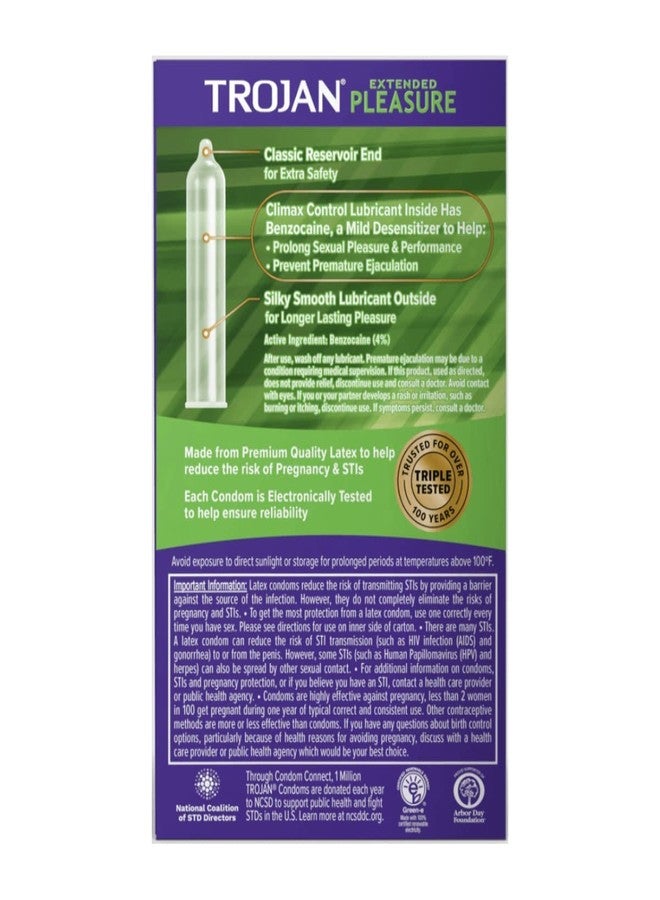 Trojan Extended Pleasure Climax Control Lubricated Premium Latex Condoms 12.0 ea. (Quantity of 3) - Image 2